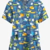 Butter-Soft Originals Bark Park Royal Women's 2-Pocket Classic Fit V-Neck Printed Scrub Top