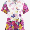 Butter-Soft Originals Butterfly Valley Women's 2-Pocket Classic Fit V-Neck Printed Scrub Top