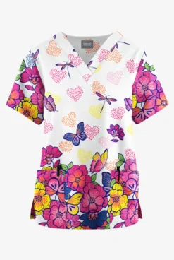 Butter-Soft Originals Butterfly Valley Women's 2-Pocket Classic Fit V-Neck Printed Scrub Top