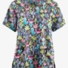 Butter-Soft Originals Desert Cactus Pewter Women's 2-Pocket Classic Fit V-Neck Printed Scrub Top