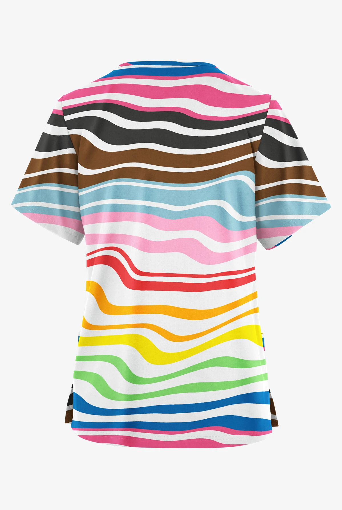 Butter-Soft Originals Wavy Stripe Women's 2-Pocket Classic Fit V-Neck Printed Scrub Top 2 Butter-Soft Originals Wavy Stripe Women's 2-Pocket Classic Fit V-Neck Printed Scrub Top - Image 2