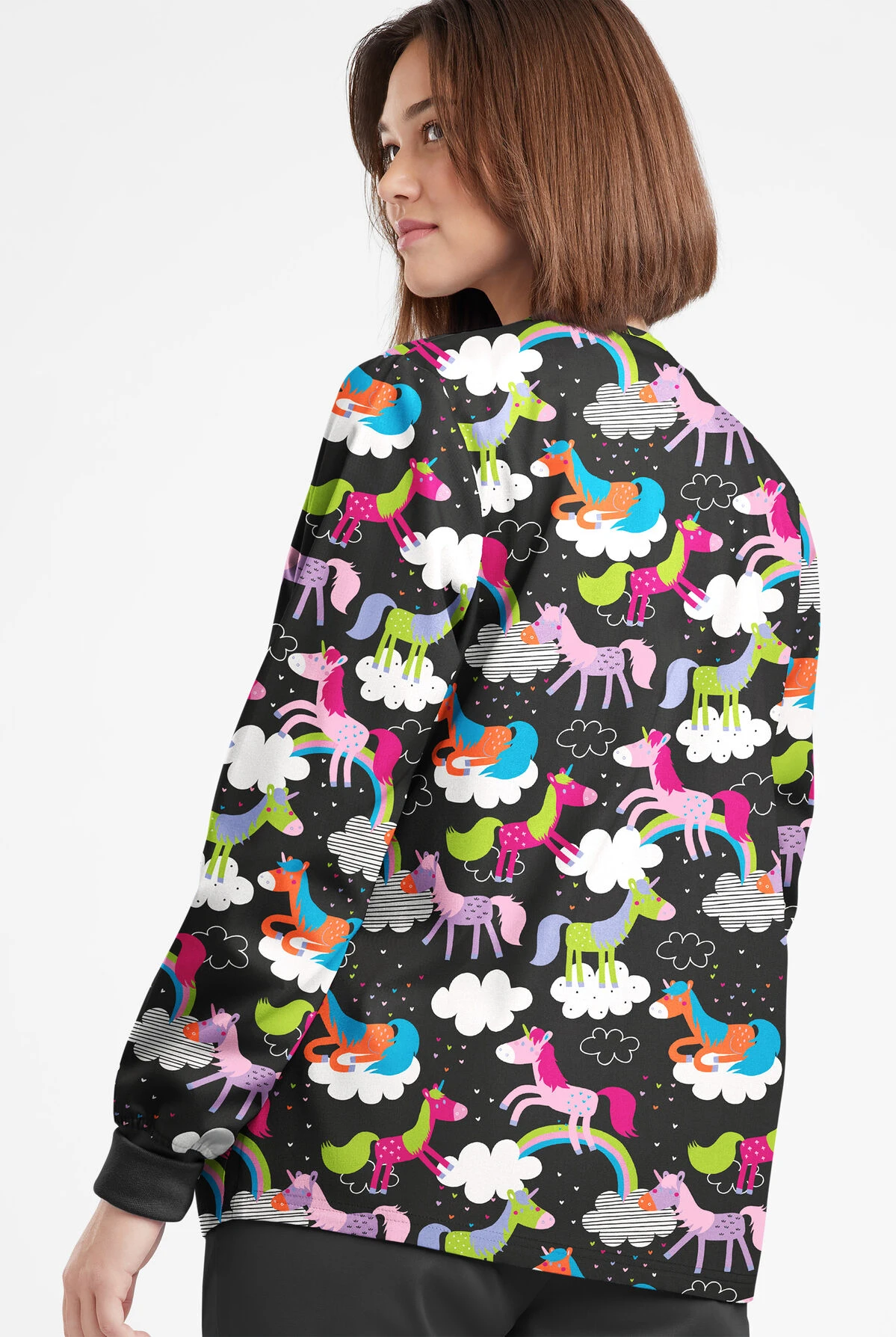 Butter-Soft Originals On The Clouds Women's 3-Pocket Warm-Up Printed Scrub Jacket 3 Butter-Soft Originals On The Clouds Women's 3-Pocket Warm-Up Printed Scrub Jacket - Image 3