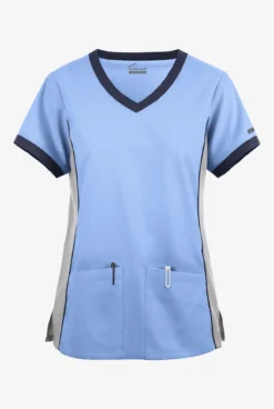 Butter-Soft Originals Women's 4-Pocket V-Neck Tri-Colorblock Scrub Top