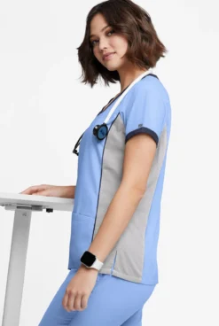 Butter-Soft Originals Women's 4-Pocket V-Neck Tri-Colorblock Scrub Top -Uniform Store BSN1368C 101323 CESIN 3 HV