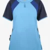 Butter-Soft Originals Women's 3-Pocket Keyhole Neck Tri-Colorblock Scrub Top