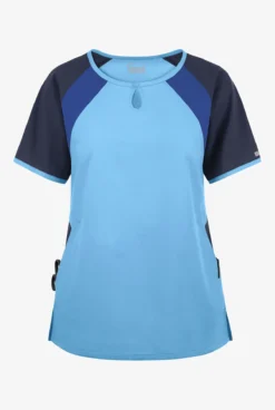 Butter-Soft Originals Women's 3-Pocket Keyhole Neck Tri-Colorblock Scrub Top