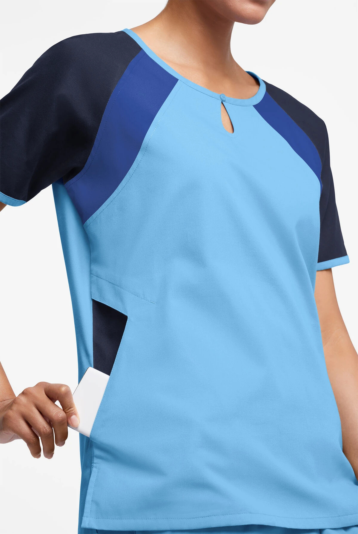 Butter-Soft Originals Women's 3-Pocket Keyhole Neck Tri-Colorblock Scrub Top 2 Butter-Soft Originals Women's 3-Pocket Keyhole Neck Tri-Colorblock Scrub Top - Image 2
