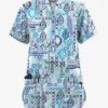 Butter-Soft Originals Floral Batik Morning Dew Women's 6-Pocket Mandarin Collar Printed Scrub Top 