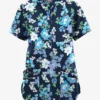 Butter-Soft Originals Florentine Floral Navy Women's 6-Pocket Mandarin Collar Printed Scrub Top 