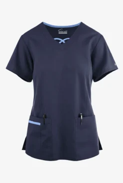 Butter-Soft Originals Women's 3-Pocket Crisscross Contrast V-Neck Scrub Top
