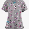 Butter-Soft Originals Playful Dachshunds Silver Women's 3-Pocket Criss Cross Printed Scrub Top