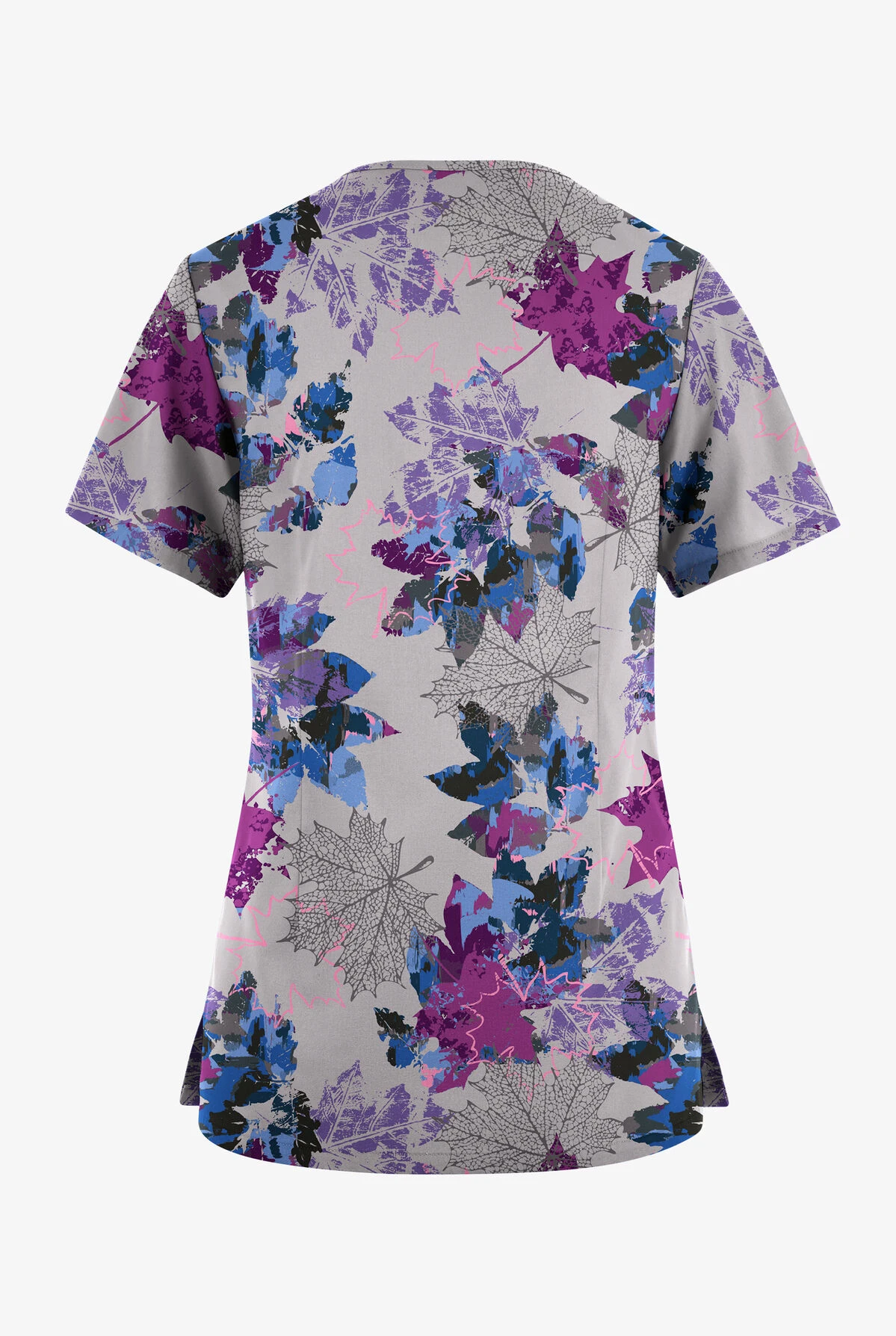 Butter-Soft Originals Autumn Park Silver Women's 7-Pocket Rounded V-Neck Printed Scrub Top 2 Butter-Soft Originals Autumn Park Silver Women's 7-Pocket Rounded V-Neck Printed Scrub Top - Image 2