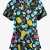 Butter-Soft Originals Walk On The Beach Women's 7-Pocket Curved V-Neck Printed Scrub Top