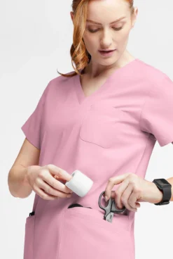 Butter-Soft Originals Women's 7-Pocket Curved V-Neck Scrub Top -Uniform Store BSN1638 102523 BLUSH 4 HV
