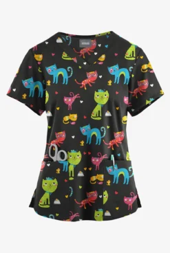 Butter-Soft Originals Friendship Women's 4-Pocket Rounded V-Neck Printed Scrub Top 