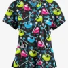 Butter-Soft Originals Slew Of Sloths Black Printed Women's 4-Pocket Rounded V-Neck Scrub Top