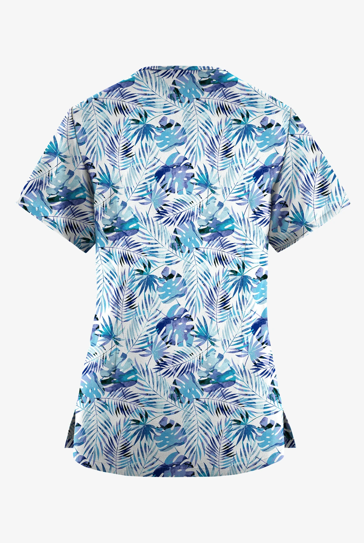 Butter-Soft Originals Tropical Garden Women's 4-Pocket Rounded V-Neck Printed Scrub Top 2 Butter-Soft Originals Tropical Garden Women's 4-Pocket Rounded V-Neck Printed Scrub Top - Image 2