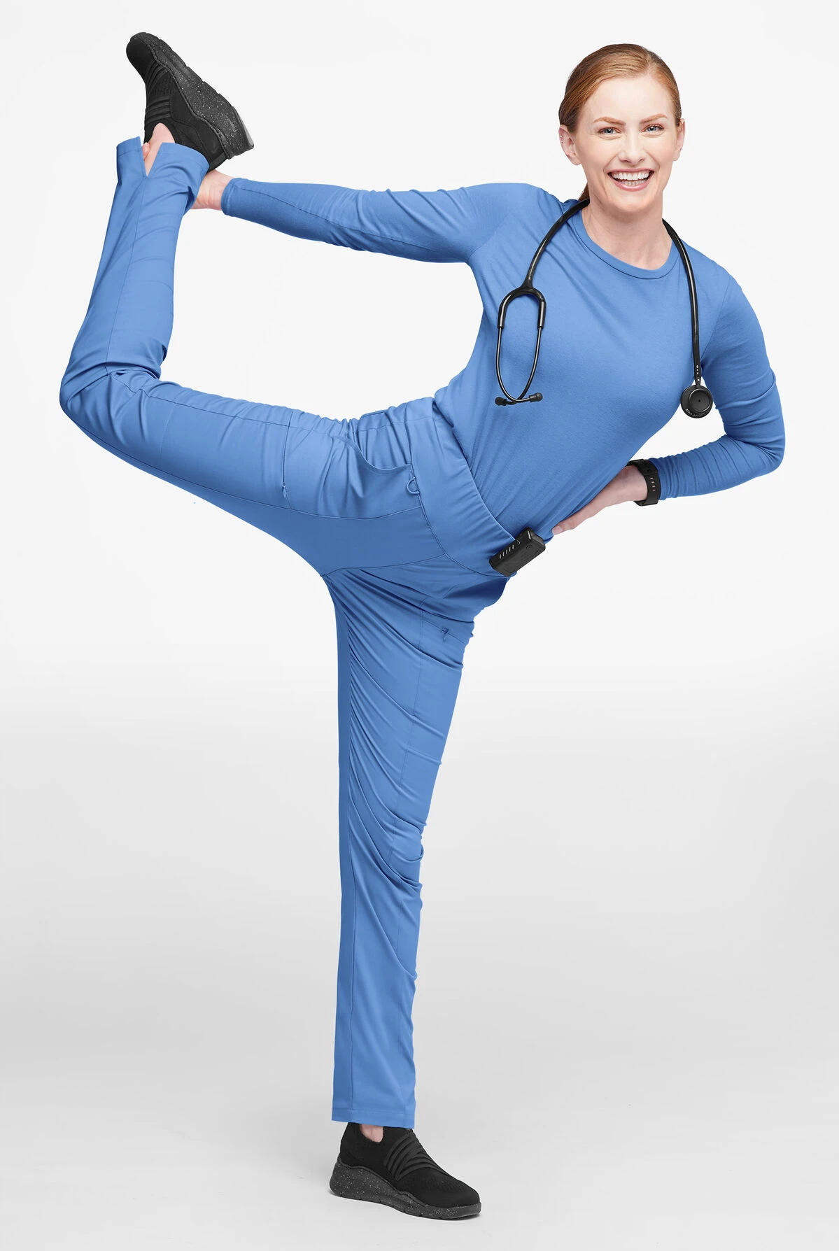 Butter-Soft STRETCH Women's 6-Pocket High Waisted Slim Leg Yoga Scrub Pants - Petite 4 Butter-Soft STRETCH Women's 6-Pocket High Waisted Slim Leg Yoga Scrub Pants - Petite - Image 4