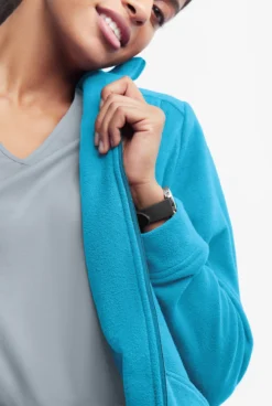 UA Butter-Soft STRETCH Women's 2-Pocket Zip Front Fleece Scrub Jacket -Uniform Store BSS937 TURQU 3 HV