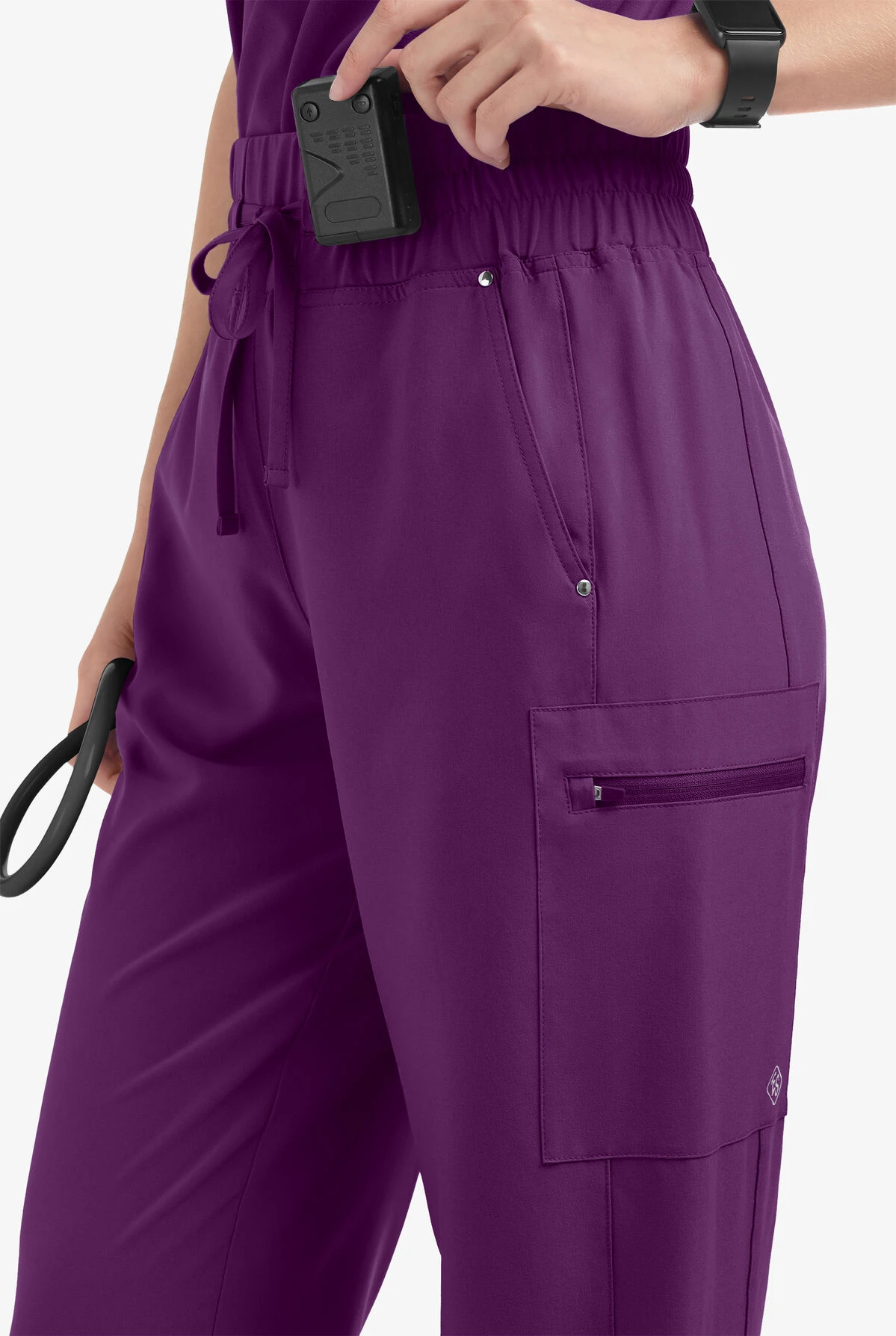 Easy STRETCH By Butter-Soft Ellie Women's 5-Pocket High Waisted Wide Leg Scrub Pants - Petite 2 Easy STRETCH By Butter-Soft Ellie Women's 5-Pocket High Waisted Wide Leg Scrub Pants - Petite - Image 2