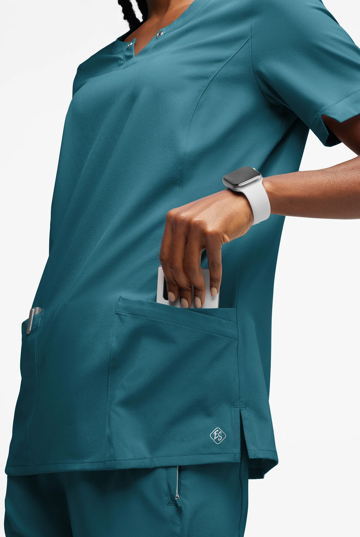 Easy STRETCH By Butter-Soft™ Women's Amber 4-Pocket Notch Neck Scrub Top 2 Easy STRETCH By Butter-Soft™ Women's Amber 4-Pocket Notch Neck Scrub Top - Image 2