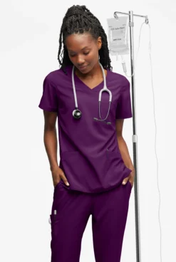 Easy STRETCH By Butter-Soft™ Tessa Women's 5-Pocket V-Neck Scrub Top -Uniform Store BU4566 103023 EGGPL 4