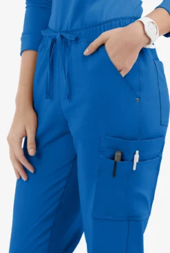 Easy STRETCH By Butter-Soft™ Halle Women's 11-Pocket Ruched Leg Jogger Scrub Pants - Petite -Uniform Store BU471 ROYAL 3