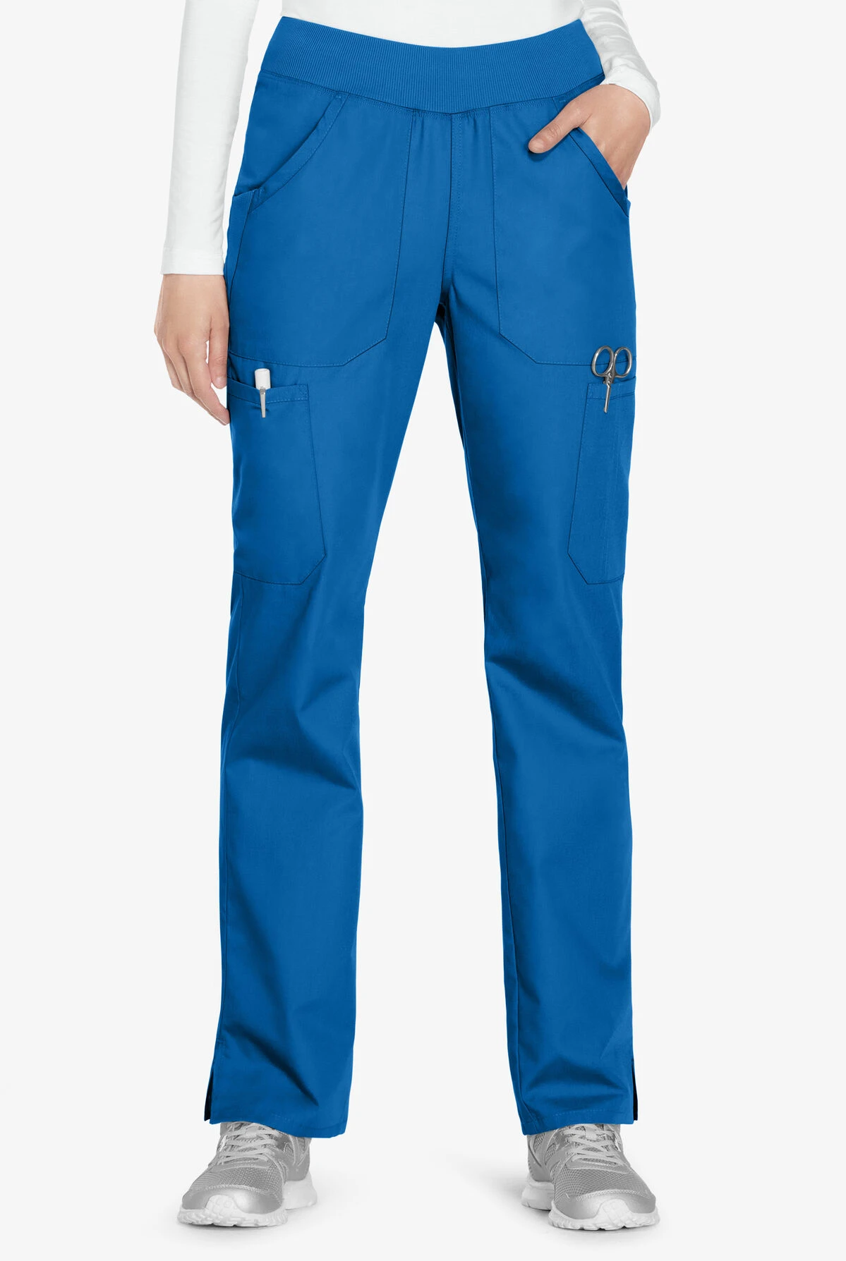 Cherokee Workwear Women's 6-Pocket Rib-Knit Waistband Pull-On Cargo Scrub Pants - Tall 1 Cherokee Workwear Women's 6-Pocket Rib-Knit Waistband Pull-On Cargo Scrub Pants - Tall