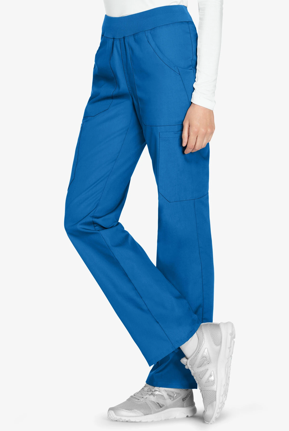 Cherokee Workwear Women's 6-Pocket Rib-Knit Waistband Pull-On Cargo Scrub Pants - Tall 3 Cherokee Workwear Women's 6-Pocket Rib-Knit Waistband Pull-On Cargo Scrub Pants - Tall - Image 3