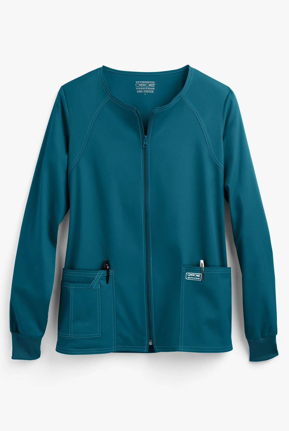 Cherokee Workwear Core STRETCH Women's 3-Pocket Scrub Jacket 1 Cherokee Workwear Core STRETCH Women's 3-Pocket Scrub Jacket