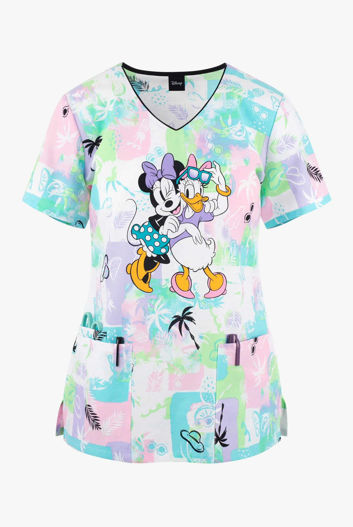 Cherokee UA Exclusive Tooniforms Disney's Girls Trip Women's 3-Pocket V-Neck Print Scrub Top 1 Cherokee UA Exclusive Tooniforms Disney's Girls Trip Women's 3-Pocket V-Neck Print Scrub Top