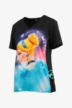 Cherokee Tooniforms Disney Cinderella Dream Women's 1-Pocket V-Neck Print Scrub Top -Uniform Store CK627PRC 3