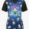 Cherokee Tooniforms Say Banana Minions Women's 2-Pocket STRETCH V-Neck Print Scrub Top