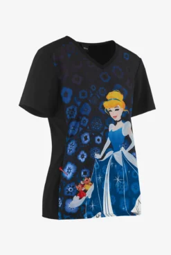 Cherokee Tooniforms Disney Glass Slipper Women's 1-Pocket V-Neck Print Scrub Top -Uniform Store CK637PRS 3