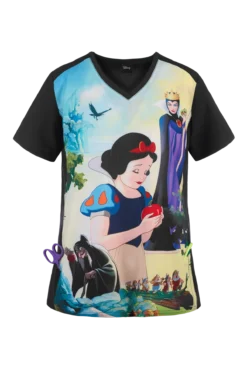 Cherokee Tooniforms Disney Enchanted Women's 1-Pocket V-Neck Print Scrub Top