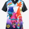 Cherokee Tooniforms Trolls Musical Genius Women's 1-Pocket V-Neck Print Scrub Top