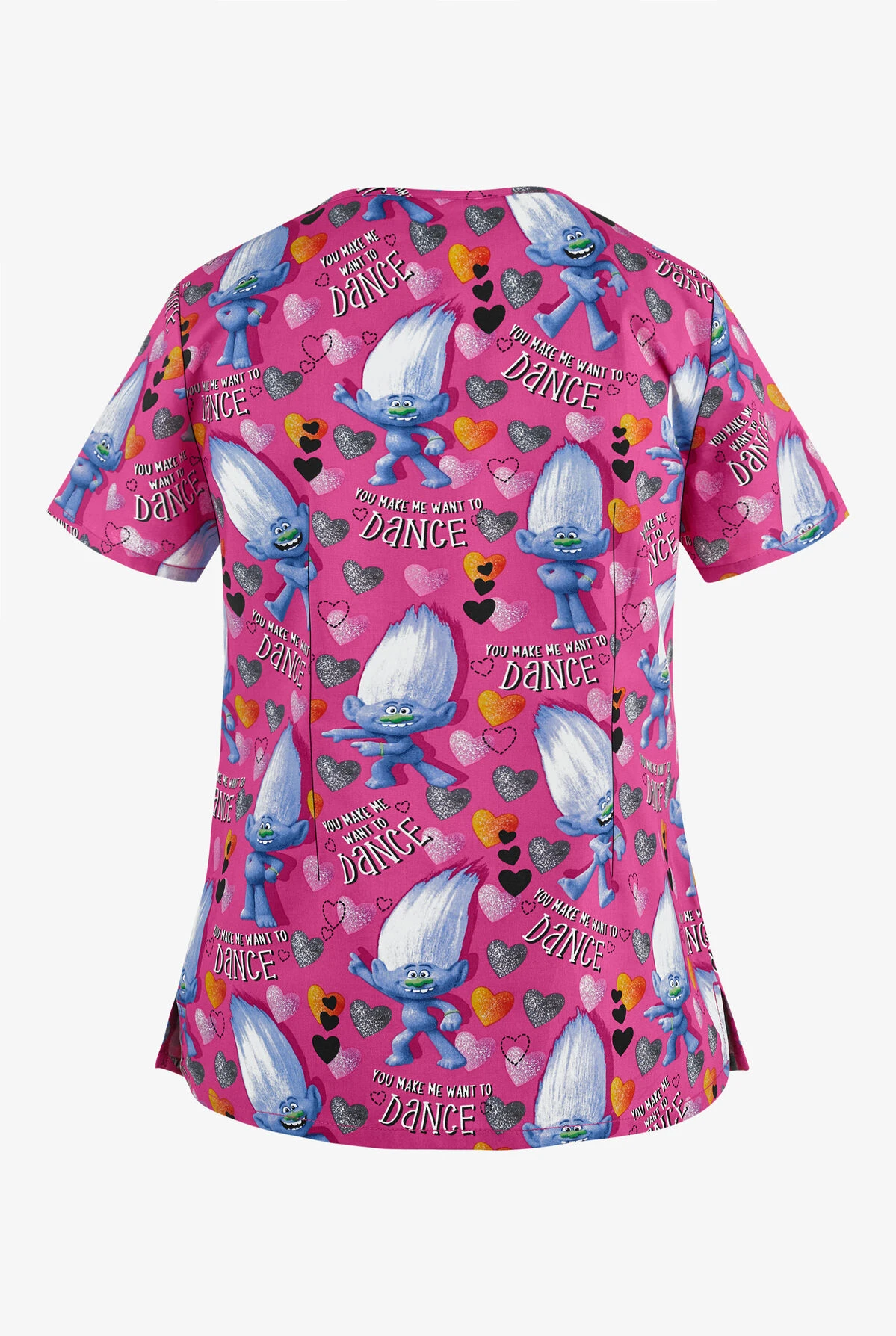 Cherokee Tooniforms DreamWorks Trolls Diamond Dance Women's 3-Pocket V-Neck Print Scrub Top 2 Cherokee Tooniforms DreamWorks Trolls Diamond Dance Women's 3-Pocket V-Neck Print Scrub Top - Image 2