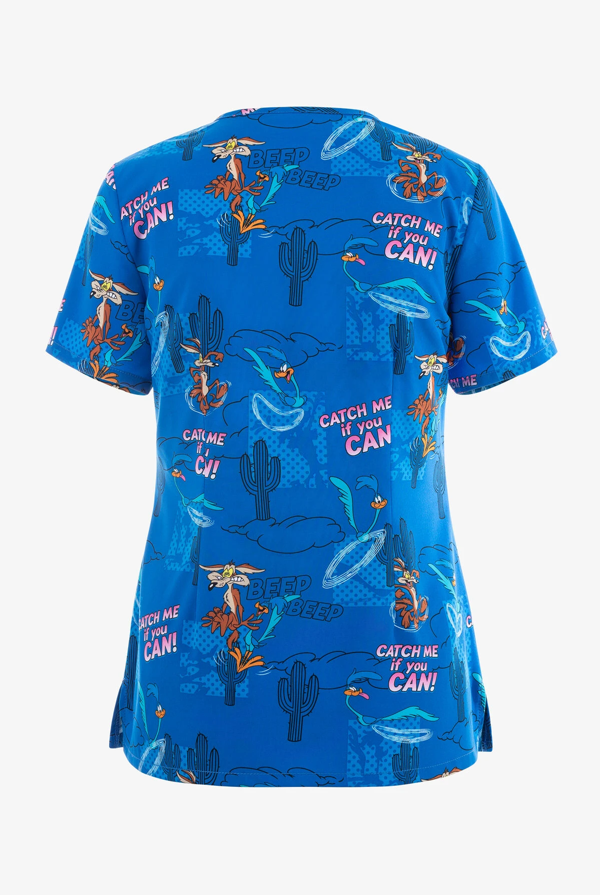 Cherokee Tooniforms Catch Me Road Runner Women's 3-Pocket STRETCH V-Neck Print Scrub Top 2 Cherokee Tooniforms Catch Me Road Runner Women's 3-Pocket STRETCH V-Neck Print Scrub Top - Image 2