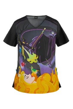 Cherokee Tooniforms Disney Aurora Women's 2-Pocket V-Neck Print Scrub Top