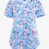 Cherokee Tooniforms Pawsitively Radiant The Aristocats Women's 2-Pocket STRETCH V-Neck Print Scrub Top