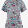 Cherokee Tooniforms A Thing Or Two Dr. Seuss Women's 2-Pocket STRETCH V-Neck Print Scrub Top