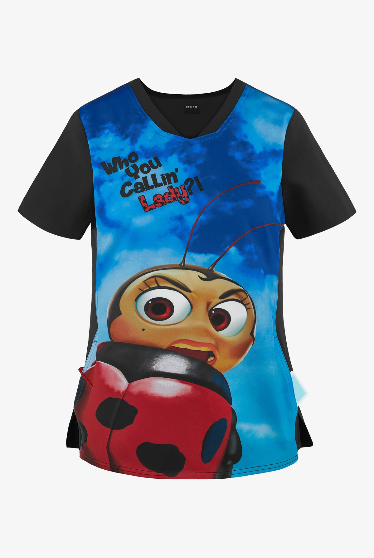 Cherokee Tooniforms Disney Pixar My Name Is Francis Women's 1-Pocket V-Neck Print Scrub Top 1 Cherokee Tooniforms Disney Pixar My Name Is Francis Women's 1-Pocket V-Neck Print Scrub Top