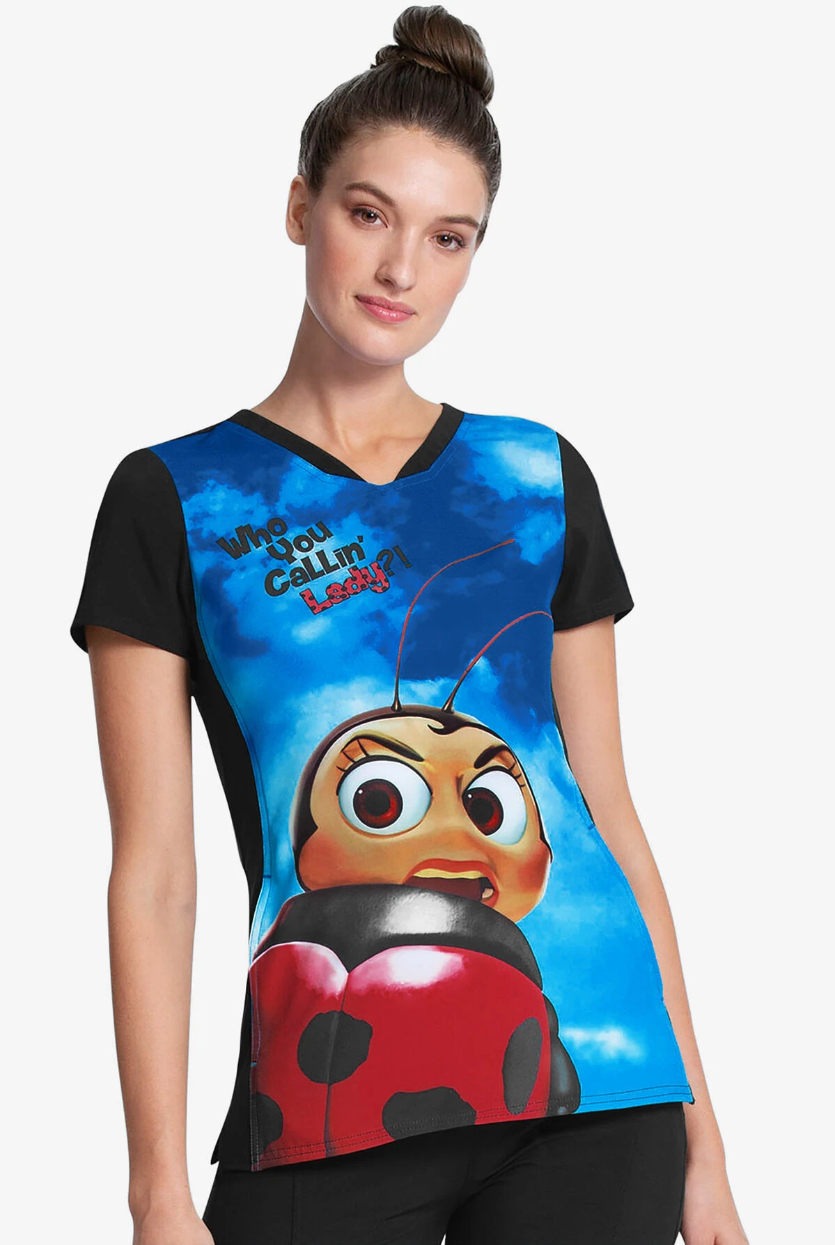 Cherokee Tooniforms Disney Pixar My Name Is Francis Women's 1-Pocket V-Neck Print Scrub Top 2 Cherokee Tooniforms Disney Pixar My Name Is Francis Women's 1-Pocket V-Neck Print Scrub Top - Image 2