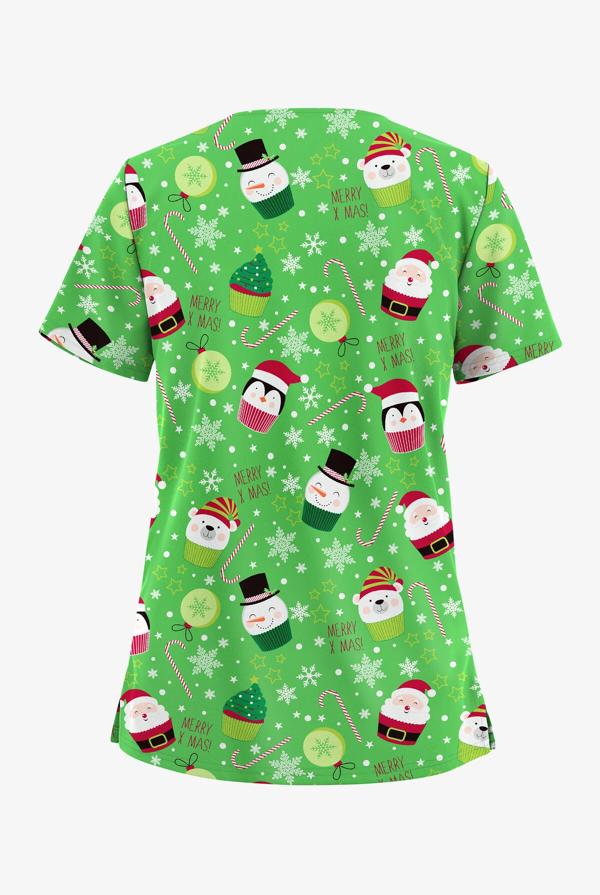 UA Butter-Soft STRETCH Christmas Treats Ruby Women's 2-Pocket V-Neck Printed Scrub Top 2 UA Butter-Soft STRETCH Christmas Treats Ruby Women's 2-Pocket V-Neck Printed Scrub Top - Image 2