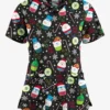 UA Butter-Soft STRETCH Christmas Treats Black Printed Women's 4-Pocket Crisscross Scrub Top