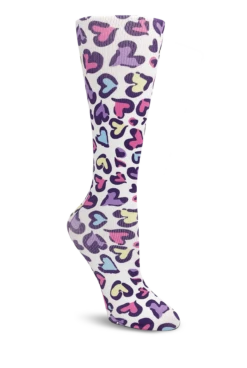 Cutieful Leopard Hearts Women's 10-18 MmHg Wide Light Compression Socks