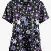 Butter-Soft Originals Winter Nights Black Printed Women's 2-Pocket Classic Fit V-Neck Scrub Top
