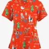 Butter-Soft Originals Chrismahanvk Wanzakah Women's 4-Pocket Rounded V-Neck Printed Scrub Top