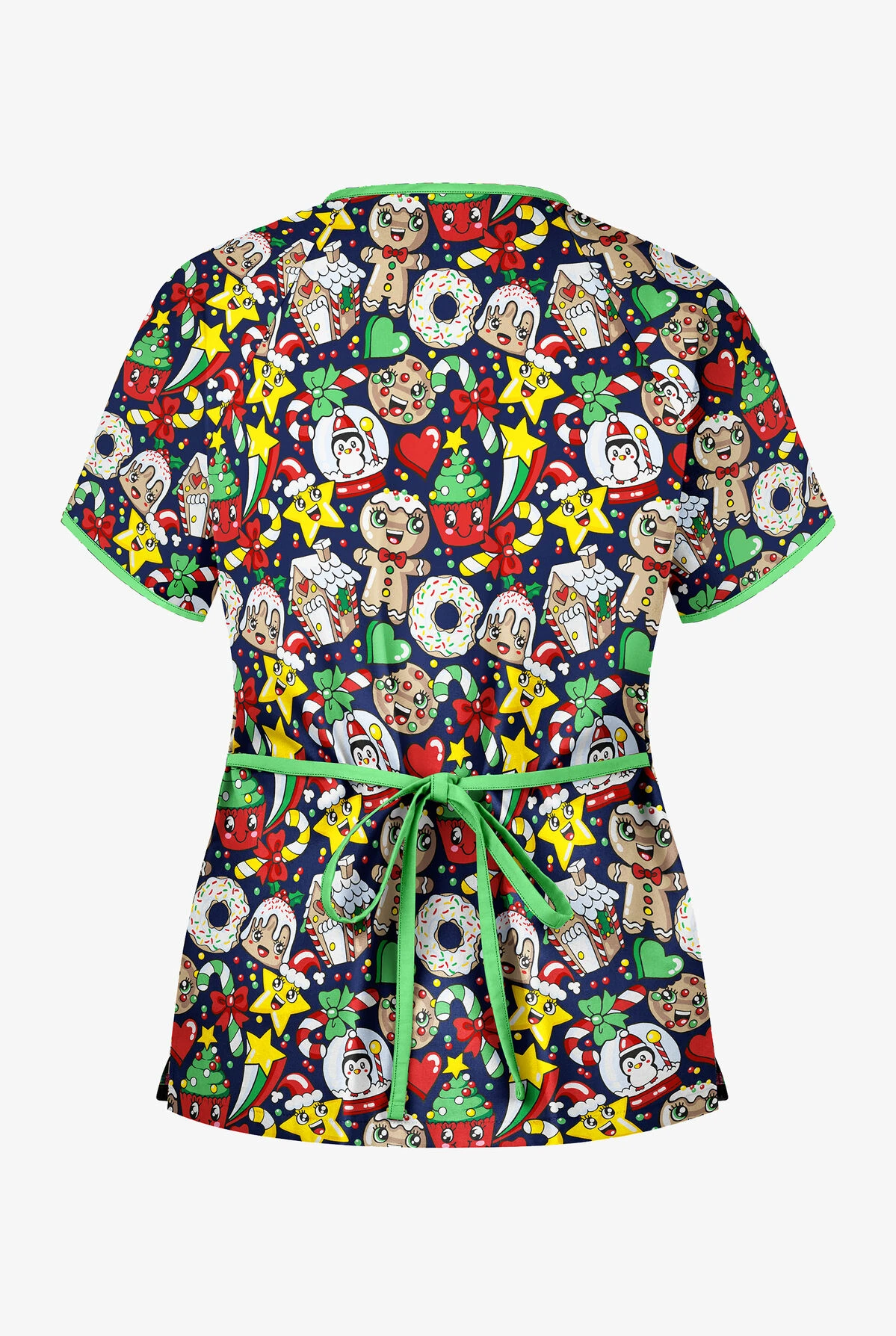 UA Best Buy Scrubs Christmas Cookies Navy Women's 2-Pocket Mock Wrap Print Top 2 UA Best Buy Scrubs Christmas Cookies Navy Women's 2-Pocket Mock Wrap Print Top - Image 2