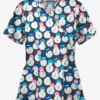 Butter-Soft Snowman Party Pewter Women's 2-Pocket Mock Wrap Print Scrub Top